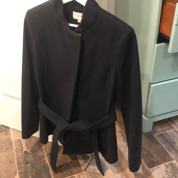REISS navy blue wrap shirt coat US size 8 - Picture 3 of 5